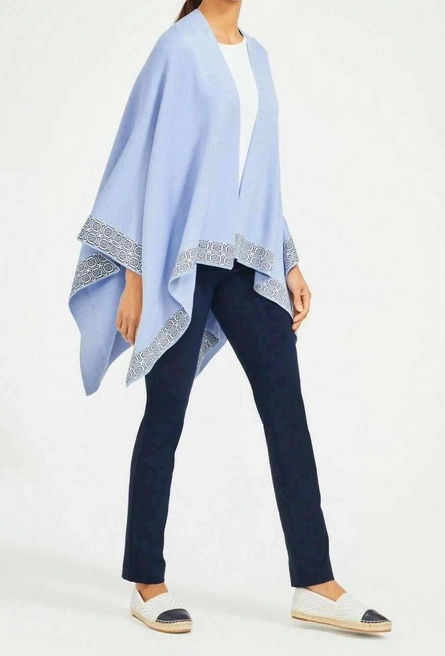 J. McLaughlin Women's Blue/Multi Sophy Poncho in Coco Plum Jacquard One Size