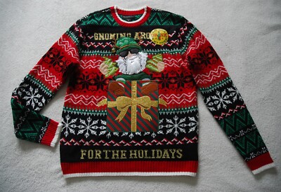 Blizzard Bay Weihnachtspullover Wichtel um Fairisle Glocke mit Getränk Fronttasche M