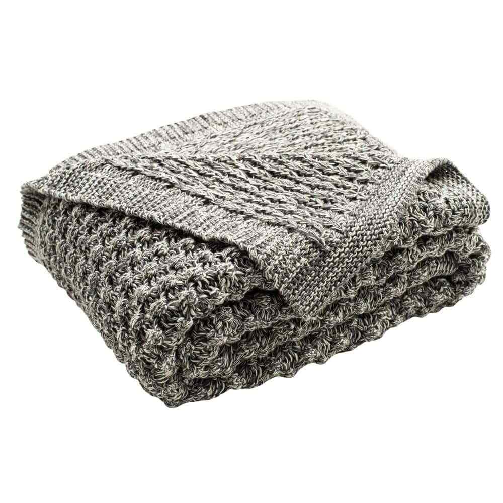 Janan 50 in. x 60 in. Gray Knit Throw Blanket