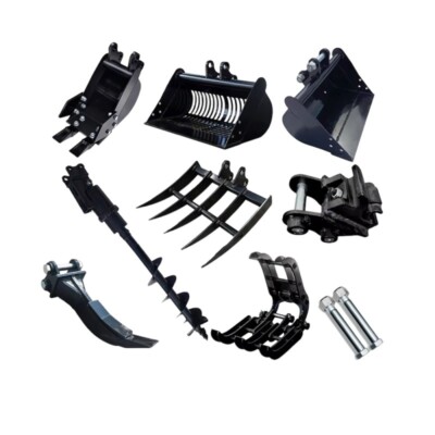 8 Stücke MINI Bagger Befestigung Schmale Sand Eimer Ripper Rake Auger Schnell
