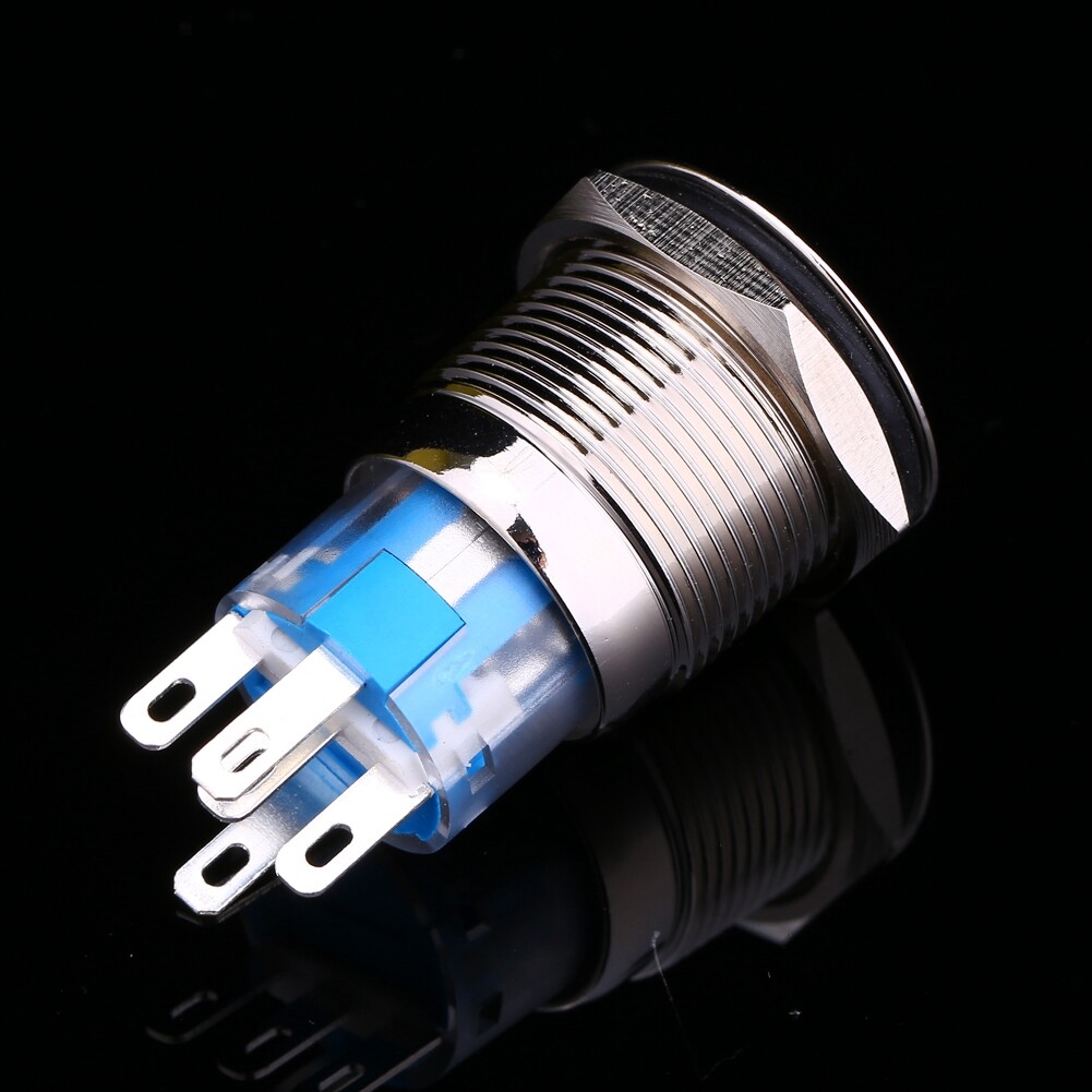 Pulsante LED Metallico 12mm 12V Per Auto - Accensione/Spegnimento, Impermeabile, 4 Pin