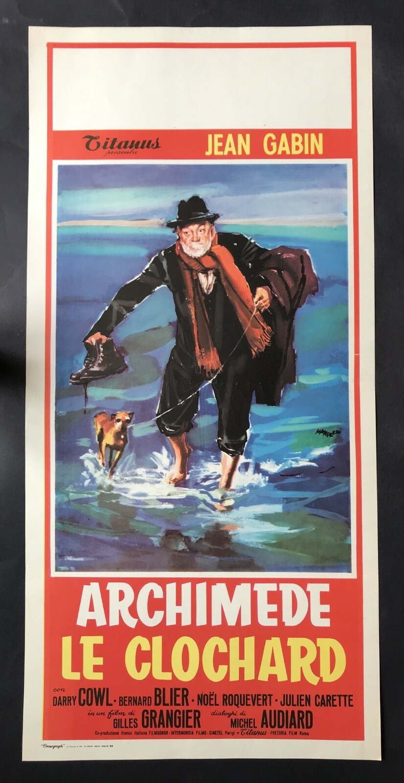 Locandina originale film Archimede le clochard (1959) - Regia di Gilles Grangier