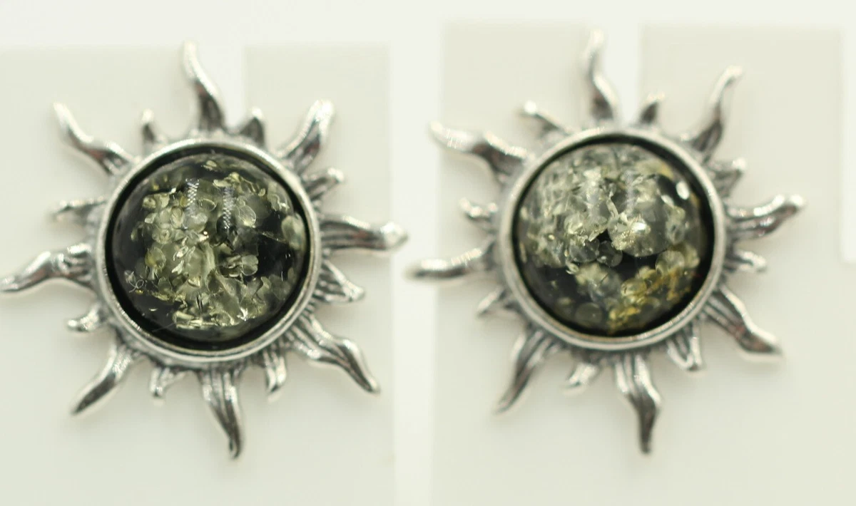 Bellissimi orecchini a bottone in argento sterling 925 e labradorite verde cabochon naturale con cerchio rotondo, regalo - Italia