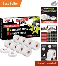 White Athletic Tape Set - Easy to Apply, No Residue, Maximum Support - 10 Rolls