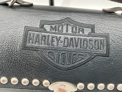 Harley-Davidson Leather Barrel Satchel Purse Black Studded Bike