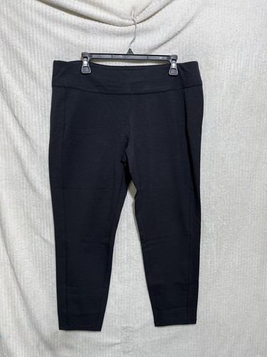 Susan Graver Petite Weekend Premium Stretch Leggings Dark wash black large petit