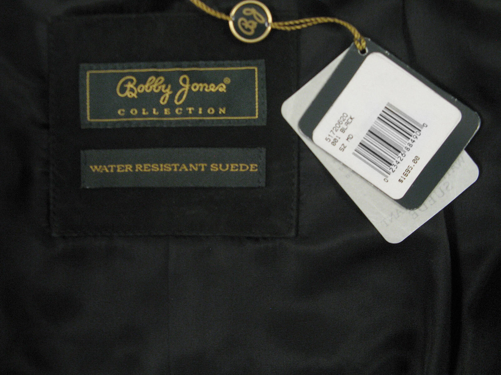 NEW $1695 Bobby Jones Water Resistant Suede Jacket! Weathered Black Quilted - product detail image 4
