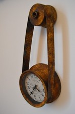 STEAMPUNK RUSTED METAL LARGE CLOCK OLD TOWN CLOCKS  COGS ORIGINAL QUARTZ VGC