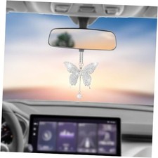 Bling Butterfly Diamond Car Hanging Accessories, Crystal Auto Rear View white