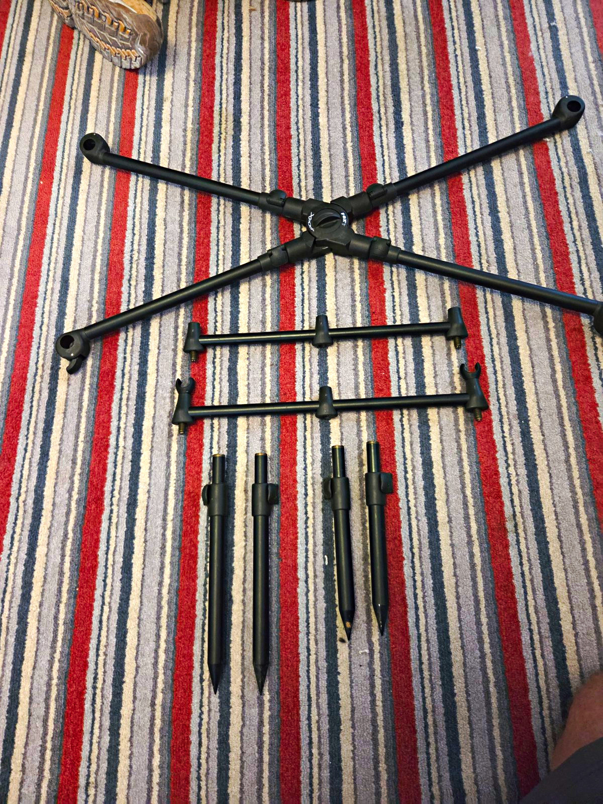 Fox PodX Adjustable 2 Rod Pod Aluminium Black with Carry Bag