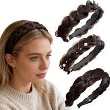 3 Pcs Braided Headbands for Women, Wicked 1 Count Pack of 3 , Silver