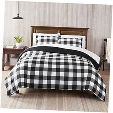 Simply Clean Alex Soft 5 Piece Buffalo Check Plaid Twin/Twin XL Black/White