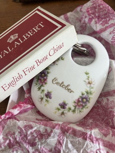 Royal Albert Vintage October Key Ring Flower Of The Month Series Made In England