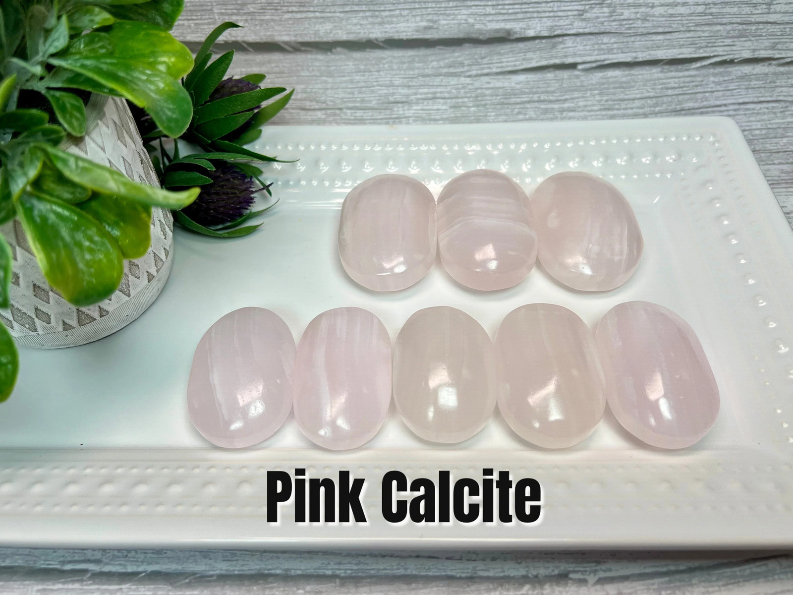 Pink Calcite Palm Stone, Manganoan Calcite or Mangano Calcite, UV Reactive