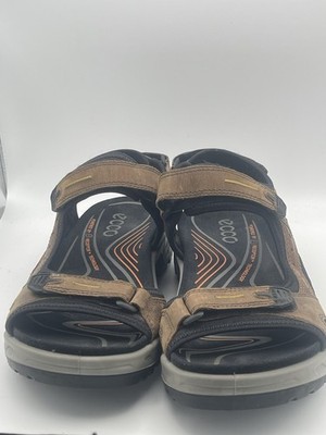 ECCO Men's Sport Sandal Leather Adjustable Strap Comfort Brown Hook & Loop US 12