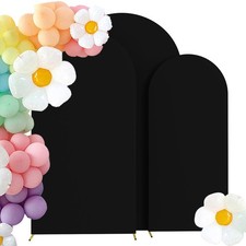 Set of 3 Wedding Spandex Arch Cover,Black 6FT/6.6FT/7.2FT