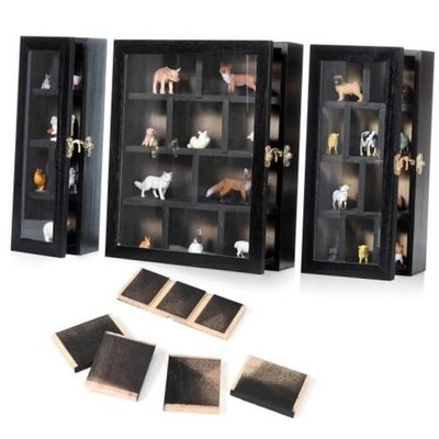 Wooden Trinket Display Shelf Shadow Box with Shelves Large Wall Mounted