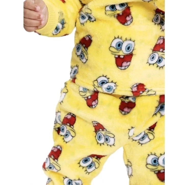 Conjunto de pijama de felpa estampado integral bebé Bob Esponja talla 0-3M Foto 2 de 3
