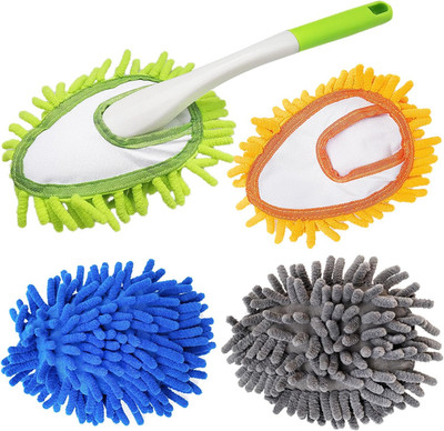 Microfiber Duster for Cleaning, Hand Washable Dusters with 4 pcs Replaceable Mic