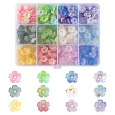 480Pcs Gradient Flower Acrylic Beads Caps for Jewelry Making Colorful 5-Petal...