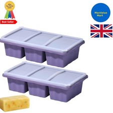 2 Pack Silicone Freezer Tray for Soup Ice Cubes,1-Cup Molds Purple