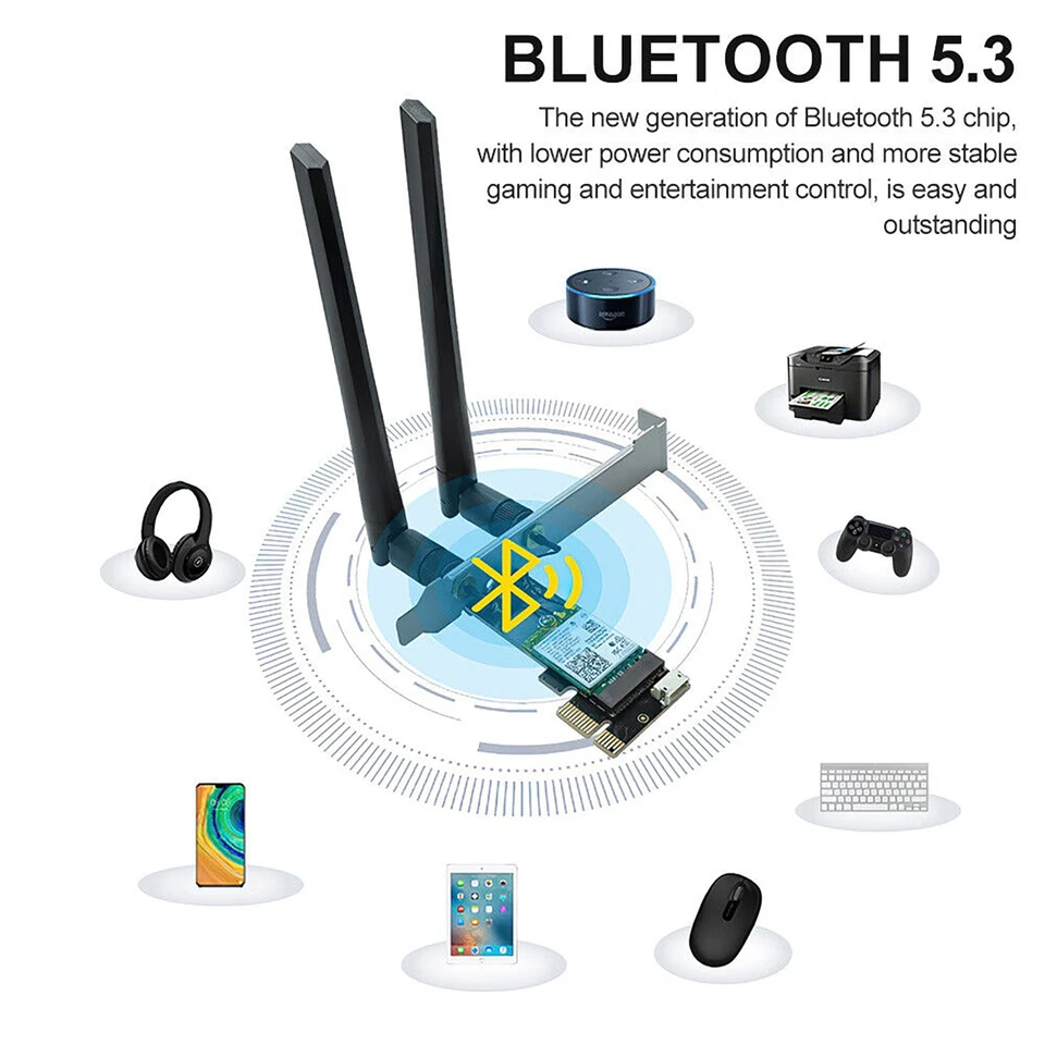 WiFi Card Bluetooth Network 2.4G+5.8G+6G 6E AX210 5.3 Adapter PC TRI- Band - Image 2 of 4