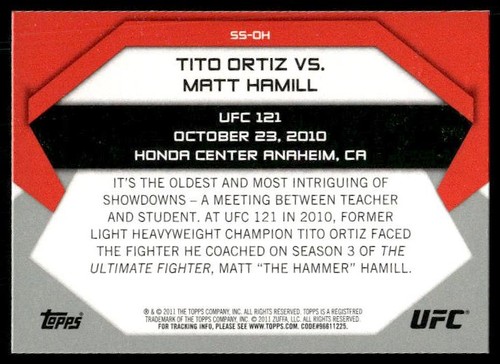 2011 Topps UFC Moment of Truth #SS-OH Tito Ortiz / Matt Hamill NM+ - Picture 2 of 2