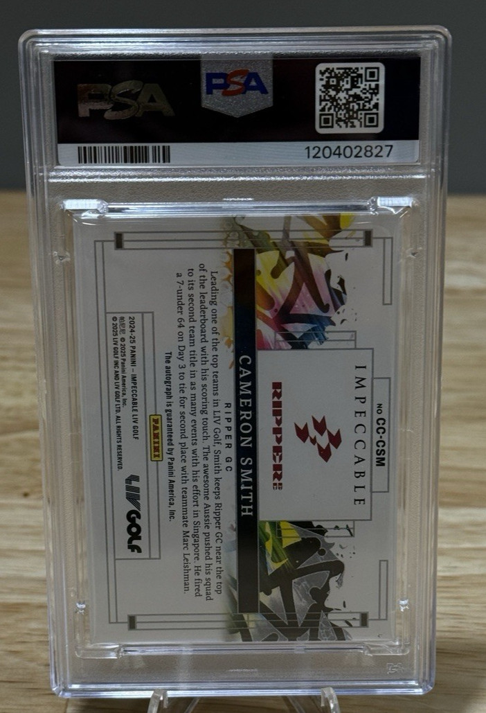 2024 Panini Impeccable Liv Golf Cameron Smith Canvas Creations Auto /65 Psa 9 view 2