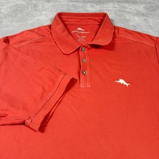 Tommy Bahama Shirt Men's XL Orange Supima Island Zone Short Sleeve Polo