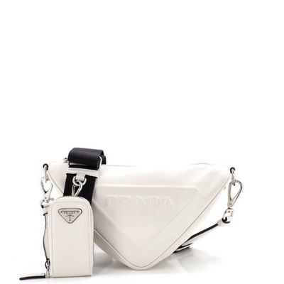 Prada Triangle Logo Zip Crossbody Bag Leather Small