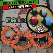 BLACK MOUNTAIN Guitar Thumb Pick Set & FAT TOAD 20FT Instrument Cables 4 PACK
