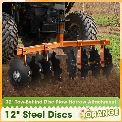Heavy-Duty 32'' Disc Plow Harrow Mount W/ 2'' Receiver Hitch Mount for ATVs /UTVs