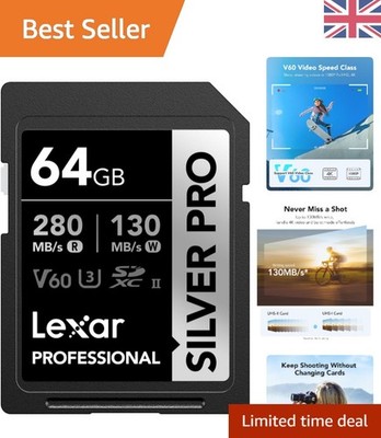 Silver Pro 64GB SD-Karte - Abwärtskompatibel mit großen Kameramarken