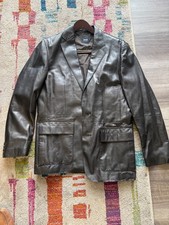 Hugo Boss  Black Leather  Sport Coat Jacket 3...