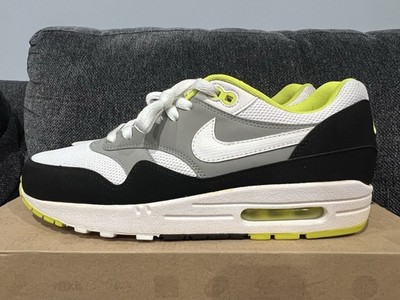 Nike Mens Air Max 1 Essential Size 9.5 Black Med Wolf Grey Volt Wht Sneakers QS