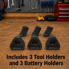 Fits Milwaukee M12 Tool and Battery Wall Mount Holder Black 3 of Each Organizer
