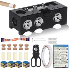 11-in-1 Billiards Pool Cue Tip Shaper, Aluminum Alloy Stick Tips Black