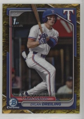 2024 Bowman Draft Chrome Yellow Lunar Crater Refractor /75 Dylan Dreiling pe8