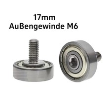 17mm Schwerlast Metallrolle mit Lager M6 Laufrolle Schiebetorrolle F&uuml;hrungsrolle