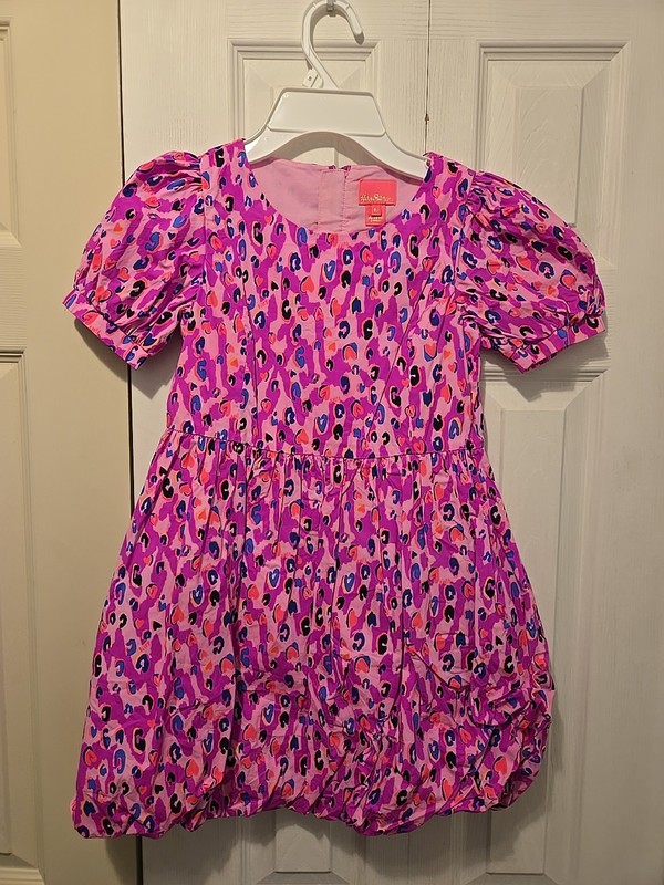Lily Pulitzer Girls Size 8 Pink Leopard Print Puff Dress