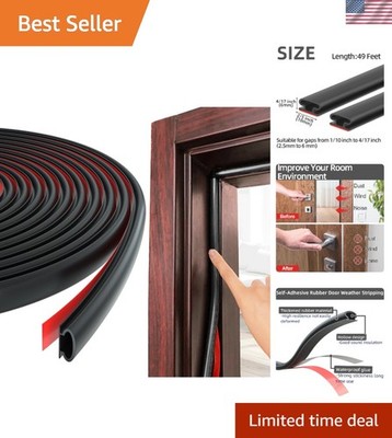 TPE Weather Stripping Seal Strip - Black Insulation for Noise & Draught Blockage