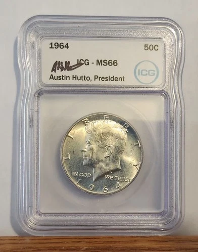 1964 Kennedy Half Dollar MS66 ICG AUSTIN HUTTO SIGNED #2