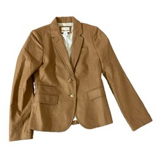J.CREW Wool Schoolboy Blazer Sz 0 Camel Brown Lined Equestrian Preppy