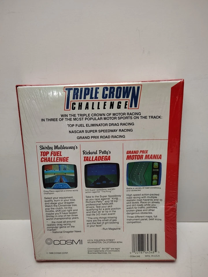 FACTORY SEALED TRIPLE CROWN CHALLENGE, Commodore 64 / 128, Disk, Cosmi 1988 Rare - Image 2 of 4