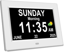 7 Inch Large Digital Calendar Alarm Clock for Seniors Dementia Day Date And Time