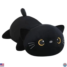 SQEQE 13.8-Inch Weighted Black Cat Plush Toy - Soft 1.6 Lbs Stuffed Animal Gift