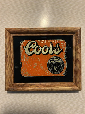Vintage Coors Light  Americas Fine Light Beer  Adolph Coors 6 x 6  Painted Glass