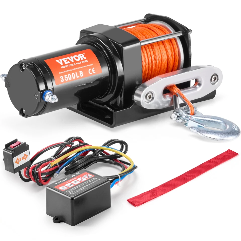 Treuil électrique VEVOR 1588 kg 12 V avec câble synthétique IP55