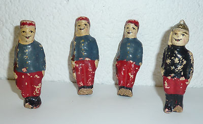 4 Franzosen Offizier & Wachposten frühe Massefiguren 8 cm Tipple Topple (?)