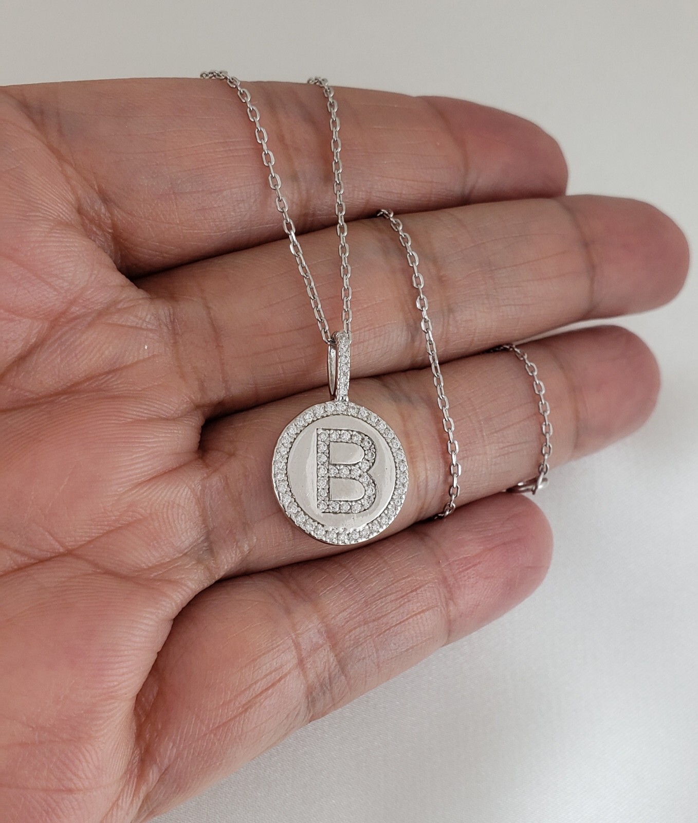 Collar colgante inicial letra B de plata de ley 925